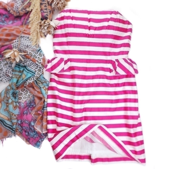 Lilly Pulitzer Red White Stripe Cotton Barbiecore Dress Sz 8 - Picture 15 of 15